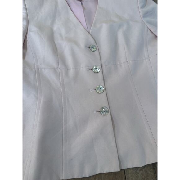 Vintage Christian Dior Baby Pink Blush Blazer Mother Pearl Buttons The Suit 80s - Picture 15 of 16